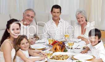 Family having a dinner together at home