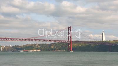 Bridge over Tagus river Lisbon, time lapse