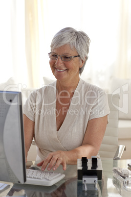 Senior woman working with a computer