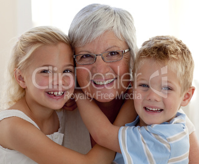 Portrait of grandmother and grandchildren