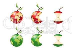 Äpfel dargestellt als Weltkugeln