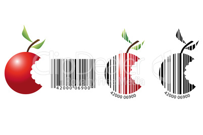 Apfel dargestellt als Barcode