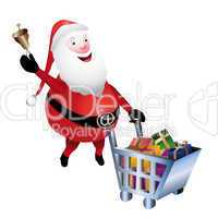 Weihnachtsmann mit Einkaufswagen