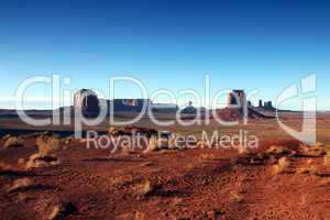 Clear Blue Sky View of Monument Valley