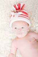 Newborn baby in chritstmas hat