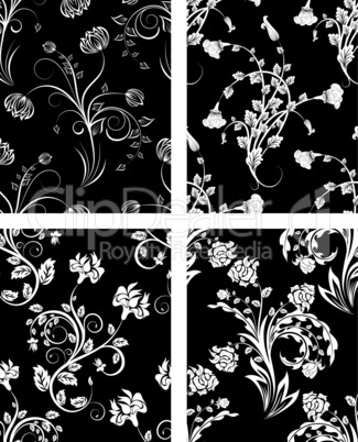 seamless floral backgrounds set