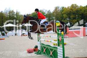 DONETSK, UKRAINE - SEPTEMBER 12: Competitor at the International jumping competition CSI3, on September 12, 2009 in Donetsk, Ukraine