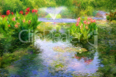 Water Garden In Monet Style