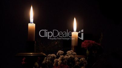 Christmas candles decoration with flowers