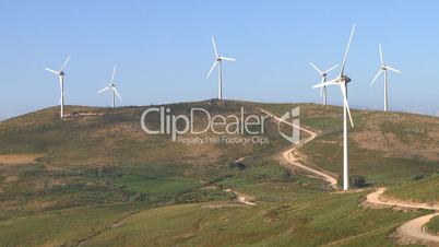Wind power turbines in the mountains