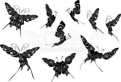 Floral black outlines of butterflies - Florale Schmetterlingssil