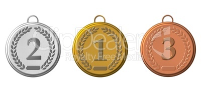 illustration gold, silber und bronze medaille