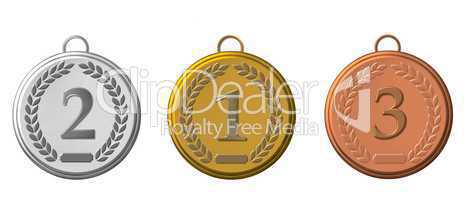 illustration gold, silber und bronze medaille