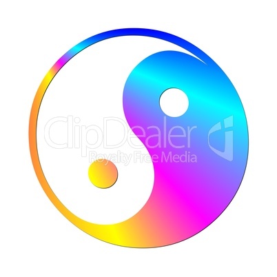 illustration eines bunten ying yang symbols