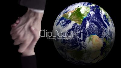 globe with handshake