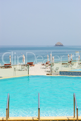 Swimming pool at hotel recreation area, Fujeirah, UAE