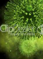 Virus closeup under microscope