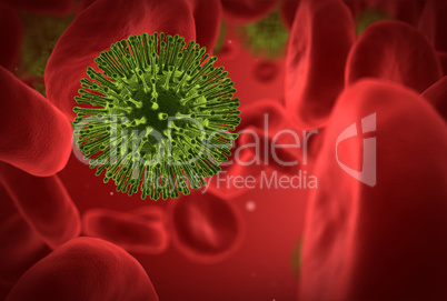 Virus closeup in human blood