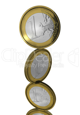Balancing euro coins isolated