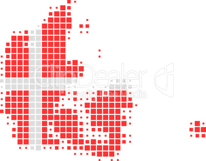 Karte und Fahne von Dänemark