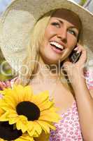 Cell Phone and Sunflowers