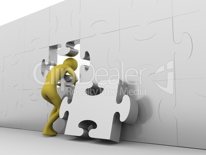 Hole in the jigsaw wall