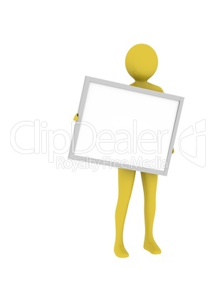 Man holding empty presentation board