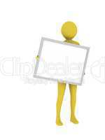 Man holding empty presentation board