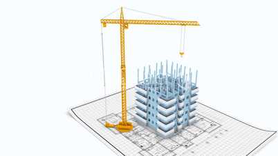 Crane building apartments timelapse