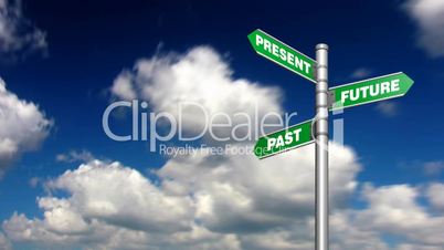 Looping clouds with signpost