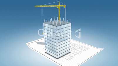 Crane building apartments timelapse