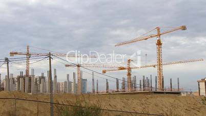 Cranes  in construction site time lapse