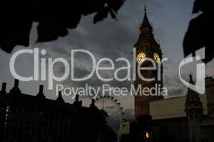 London: Big Ben und London Eye, Abendstimmung