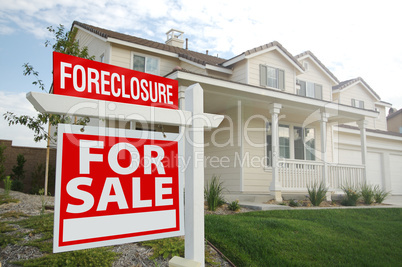 Foreclosure For Sale Real Estate Sign and House