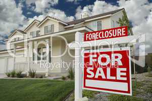 Foreclosure Home For Sale Sign & House