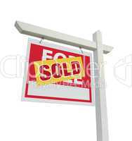 Sold Home For Sale Real Estate Sign on White