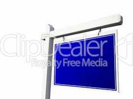 Blank Blue Real Estate Sign on White