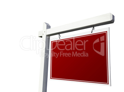 Blank Red Real Estate Sign on White