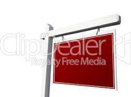 Blank Red Real Estate Sign on White