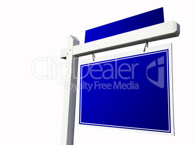 Blank Blue Real Estate Sign on White