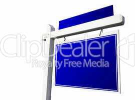 Blank Blue Real Estate Sign on White