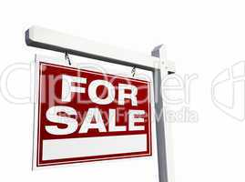 Red For Sale Real Estate Sign on White