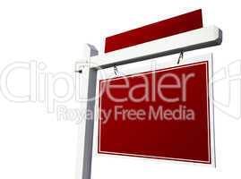 Blank Red Real Estate Sign on White