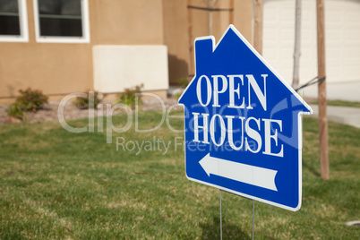 Blue Open House Sign