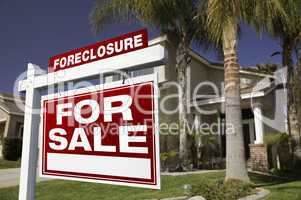 Foreclosure For Sale Real Estate Sign and House