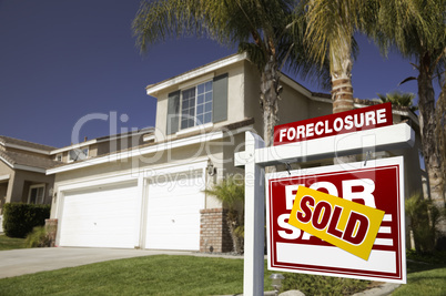 Red Foreclosure For Sale Real Estate Sign and House