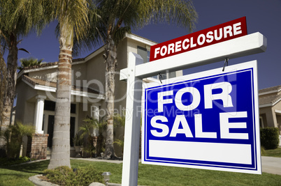 Foreclosure For Sale Real Estate Sign and House