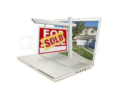 Red Sold For Sale Sign on Laptop