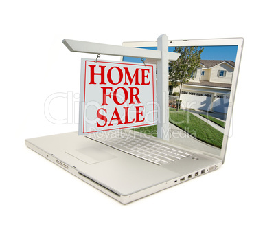 Home for Sale Sign & New Home on Laptop