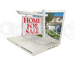 Home for Sale Sign & New Home on Laptop